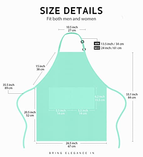 Syntus Apron for Men Women, Adjustable Cooking Kitchen Apron with 2 Pockets | Machine Washable, Firm Stitching, Stain Resistance, Long Tie Straps, 2 Pockets, Versatility, Unisex Use, Gift, BBQ - color: Basic Green Light, style: 2 Polyester