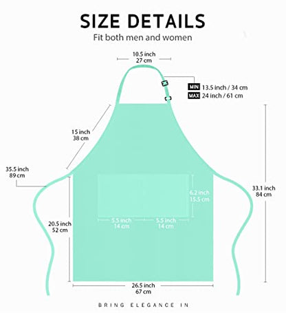 Syntus Apron for Men Women, Adjustable Cooking Kitchen Apron with 2 Pockets | Machine Washable, Firm Stitching, Stain Resistance, Long Tie Straps, 2 Pockets, Versatility, Unisex Use, Gift, BBQ - color: Basic Green Light, style: 2 Polyester
