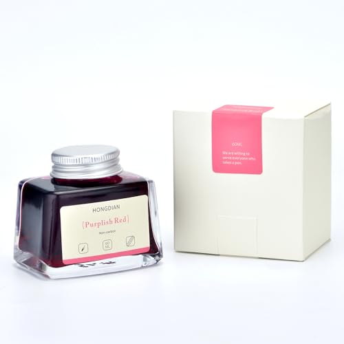 Hongdian Fountain Pen Bottled Ink Purplish Red Color, 60ml Non Carbon Inkwell Bottle, Artist Calligraphy Ink - color: Purplish Red