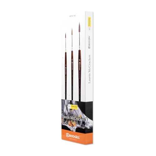 Escoda Signature Series Artist Watercolor Brush Set, Laurin Mccracken Set #1, Versatil Synthetic Kolinsky, Size (Round) 4, 6, 10 - color: Laurin Mccracken, size: Artist Set