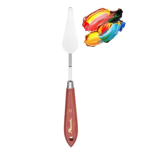 MECCANIXITY Pack of 1 Palette Knife No.12, 8.5" Long Palette Knives with Stainless Steel Flexible Spatula Pallet Knife and Wood Handle for Scraping, Mixing, Oil Acrylic Painting Canvas - style: No.12