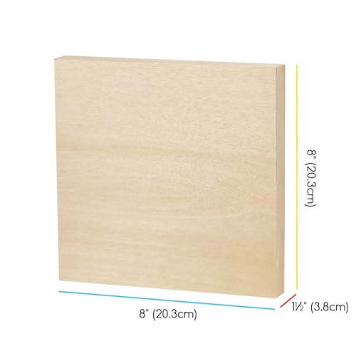 MEEDEN Unfinished Wood Canvas Board:8x8 Canvas Panel Pack of 4 | 1-1/2" Deep Wooden Panel Board, Blank Cradled Wood Art Board for Painting - Rectangle - size: 8"x8"- 4 Pack