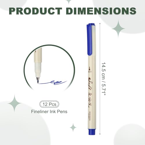 PATIKIL Fineliner Colored Pens, 12 Pcs Dark Blue Felt Brush Tip Fineliner Marker Waterproof Ink Watercolor Coloring Book Art Supplies Set for Artist Journaling Scrapbooking - color: Dark Blue