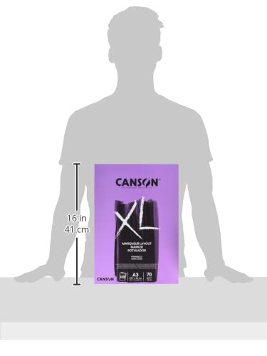 CANSON XL Marker 70gsm A3 Paper Very Smooth 100 Extra White Sheets | Pad Glued Short Side, For Professional Artists, Students & Illustrators