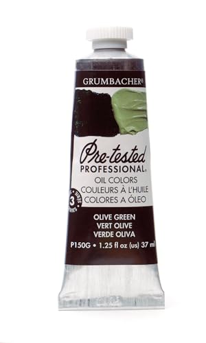 Grumbacher Pre-Tested Oil Paint, 37ml/1.25 Ounce, Olive Green (P150G) - color: Olive Green