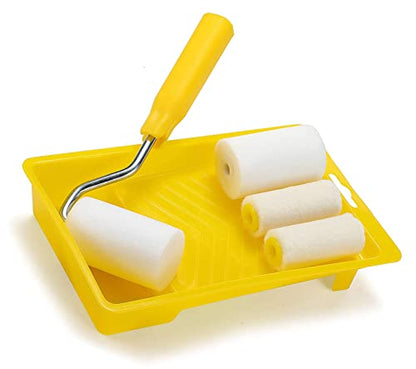 RZJZGZ Mini Foam Paint Roller Painting Decorating Touch Up Trim Kit 2 inch Small Paint Roller Tray Set with High-Density Foam Roller Covers, Mini Wool Brush,2" Paint Frame, Pack of 6