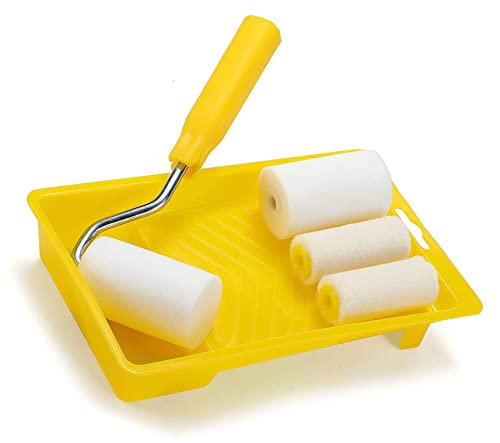 RZJZGZ Mini Foam Paint Roller Painting Decorating Touch Up Trim Kit 2 inch Small Paint Roller Tray Set with High-Density Foam Roller Covers, Mini Wool Brush,2" Paint Frame, Pack of 6