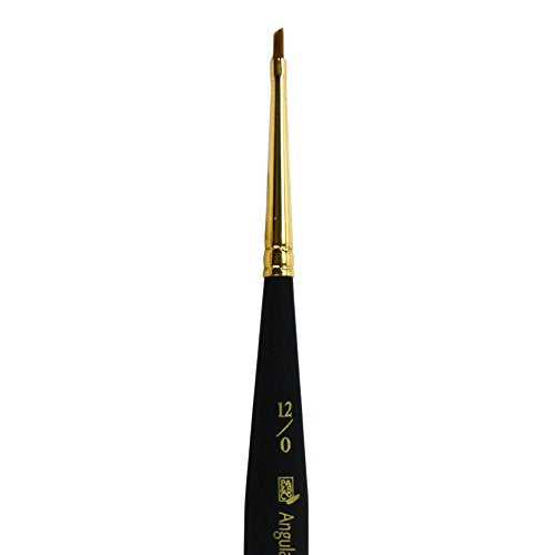Princeton Mini-Detailer Angle Shader Brush, Synthetic, Short Handle, Size 12/0 inch, 1 Count - color: Black, size: Size 12/0 inch