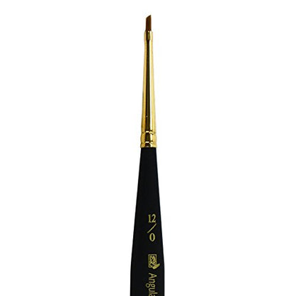 Princeton Mini-Detailer Angle Shader Brush, Synthetic, Short Handle, Size 12/0 inch, 1 Count - color: Black, size: Size 12/0 inch
