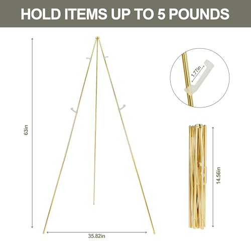 DANMO Easel Stand for Wedding Sign Poster 63'' Instant Display Floor Adjustable Metal Art Easel Gold - style: Gold
