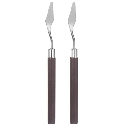 HARFINGTON 2pcs No.6 Palette Knives 12mm Width Stainless Steel Small Pointy Spatula Painting Pallet Knife with Wood Handle for Oil Acrylic Canvas Mixing Spreading, Red - size: 12mm
