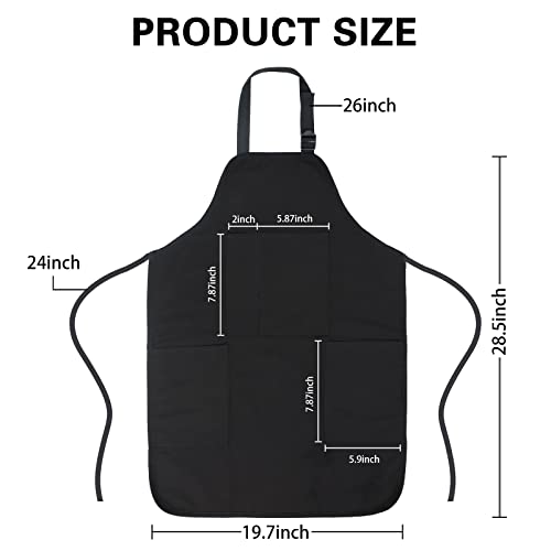 FreeNFond Kids Apron Adjustable Child Apron with 4 Pockets for Baking Painting - color: Black