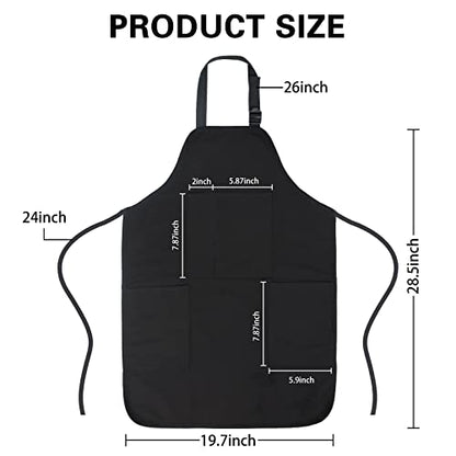 FreeNFond Kids Apron Adjustable Child Apron with 4 Pockets for Baking Painting - color: Black