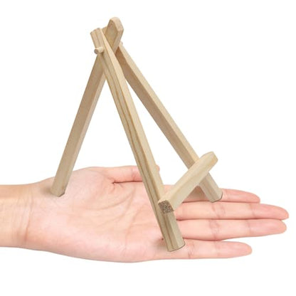 10 Pcs 5.7 Inch Mini Wood Display Easels - Natural Wooden Tabletop Easel Stands for Displaying Photos, Pictures, Art Cards & Small Canvases