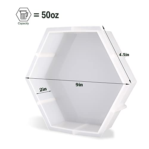 Large Silicone Molds for Resin, Actvty Hexagon Resin Molds, 9 Inch Upgraded Hexagon Silicone Molds for Flowers Preservation, Epoxy Molds for Resin Casting DIY Wedding Home Decors - size: Hexagon Resin Mold