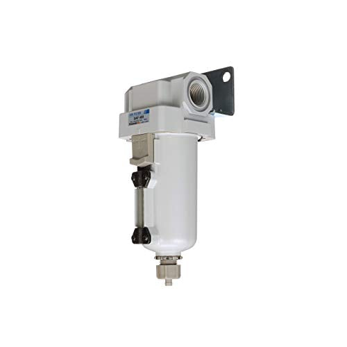 PneumaticPlus SAF400-N04B-MEP Compressed Air Particulate Filter 1/2" NPT | 10 Micron Element, 211 SCFM, 1/2" NPT, Metal Bowl, Manual Drain, 250 PSI Max, Mounting Bracket Included - style: Metal Bowl - Manual Drain