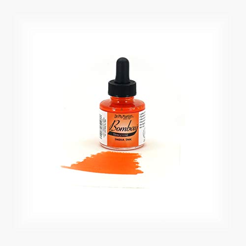Dr. Ph. Martin's Bombay India Ink (15BY) Ink Bottle, 1.0 oz, Tangerine, 1 Bottle