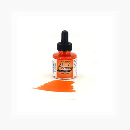 Dr. Ph. Martin's Bombay India Ink (15BY) Ink Bottle, 1.0 oz, Tangerine, 1 Bottle