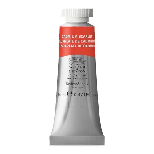 Winsor & Newton Professional Watercolor, 14ml Tube, Cadmium Scarlet | Unrivalled Transparency, Single Pigment Vibrant Colors, Archival Permanence, Heritage Watercolors, Finest Pigments - color: Cadmium Scarlet, style: 0.47-oz Tube