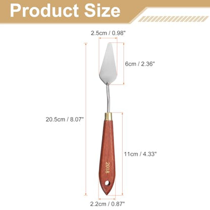 HARFINGTON 2pcs Palette Knife Painting Tool 2.36" x 0.98" Stainless Steel Teardrop Blade 8.27" Length Spatula Painting Pallet Knives with Hole Beech Wood Handle for Acrylic Canvas, Red/Silver - size: 8.27" x 0.98" x 2.36"