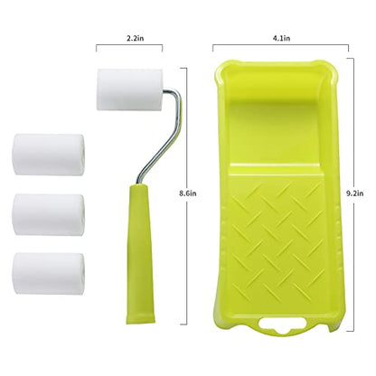 Paint Roller 2 Inch,High-Density Foam Roller with Frame,Tray,Mini Paint Roller Refills, Small Sponge Roller Painting Supplies for Smaller DIY Stenciling Projects(Pack of 6) | 2" high-density foam mini roller kit with frame, tray & covers. Ideal for walls,