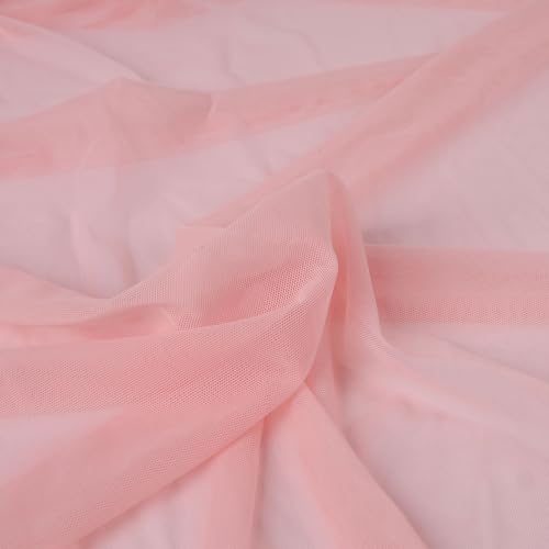Superfine 4-Way Stretch Net Fabric Nylon Spandex Power Mesh, Pre-Cut 5 Yards Long 60" Wide, Lightweight Sheer (Pink) - color: Pink