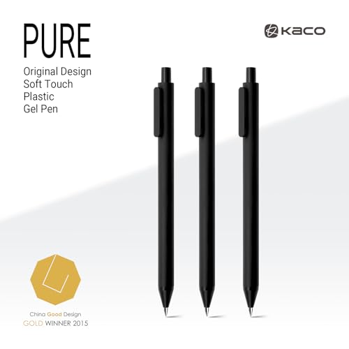 Kaco PURE Gel Pens Black Ink 0.7mm Medium Point 10 Pieces Set Quick Drying | Aesthetic School Office Supplies Retractable Pens Low Center of Gravity - color: 0.7mm 10 PCS Black