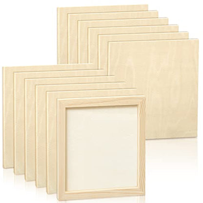 Kathfly 12 Pcs 8 x 8 Inch Wood Panels for Painting,Unfinished Boards - size: 8 x 8 inch