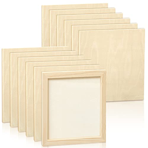 Kathfly 12 Pcs 8 x 8 Inch Wood Panels for Painting,Unfinished Boards - size: 8 x 8 inch
