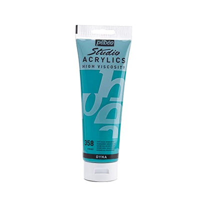 Pebeo Studio Acrylics High Viscosity, Fine Acrylic, 250 ml - Iridescent Green Blue - color: Iridescent Green Blue, size: 8.45 Fl Oz (Pack of 1)