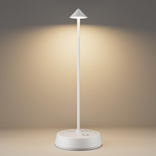 Cordless Table Lamps Rechargeable, 6000mAh LED Battery Operated Desk Lamp, Portable Outdoor Waterproof Touch Stepless Dimmable Wireless Table Light for Dining Restaurant Home Patio (White-1PC) - color: White-1PC