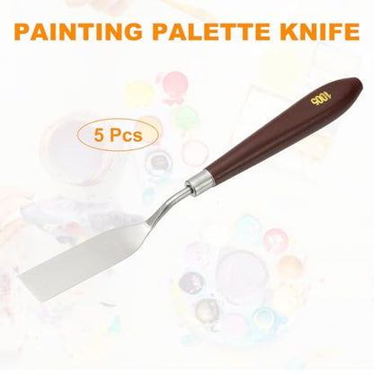 HARFINGTON 5pcs Palette Knife Painting Tool 2.72" x 0.51" Stainless Steel Art Spatula Pallet Knives Scrapers Tools with Plastic Handle for Acrylic Oil Canvas Mixing Spreading, Red/Silver - size: 2.72" x 0.51"