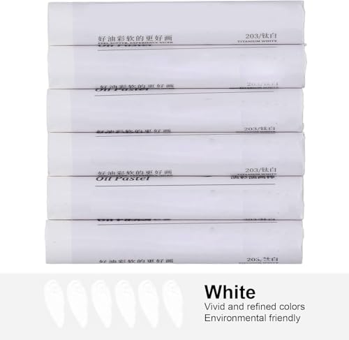 Zerodis White Oil Pastels Set,6 Pcs Unique Texture Soft Artist White Oil Pastels Dry Pastels Set Painting Art Supplies for Professional Drawing Art