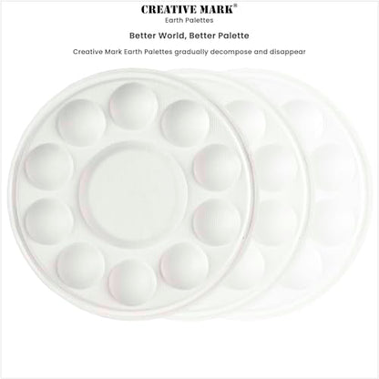 Creative Mark Disposable Earth Paint Palette, 7-3/8" Diameter, 10 Pack | Eco-Conscious, Biodegradable Paint Holder Tray for Artists, Compostable Paint Tray Palette with 10 Wells Each, Easy Cleanup