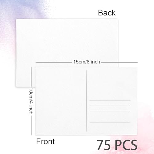 Watercolor Postcards, 75 Count, 4 x 6 Inch, 140 lb 300 GSM Cotton Paper | Postcards Watercolor Paper Cards for Art Supplies Art Painting, DIY, Creative Thank Notes, Mailing, Painting Gift Cards