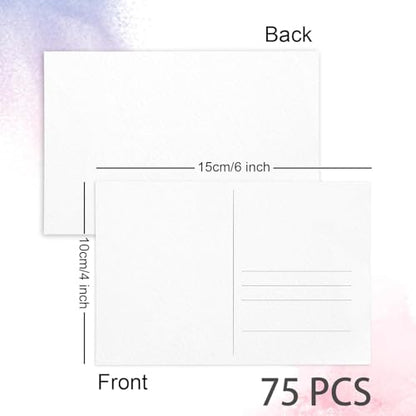 Watercolor Postcards, 75 Count, 4 x 6 Inch, 140 lb 300 GSM Cotton Paper | Postcards Watercolor Paper Cards for Art Supplies Art Painting, DIY, Creative Thank Notes, Mailing, Painting Gift Cards