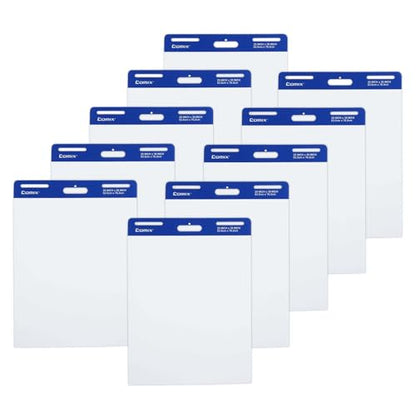 Comix Sticky Easel Pad, 25 x 30 Inch Flip Chart, 30 Sheets/Pad, 10 Pads | Super Sticky self stick easel chart paper bulk, premium teacher supplies for classroom, school and office meetings - style: 10 Packs