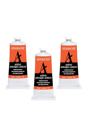 Grumbacher Cadmium Red Light Hue Acrylic Paint, 90ml/3 oz. Metal Tube, 3-Pack - color: Cadmium Red Light Hue