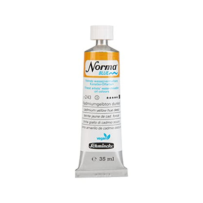 Schmincke - NORMA® Blue, 21243009, finest water-based artists' oil colors, highly pigmented, lightfast, vegan, cadmium yellow hue deep, 35 ml - color: 243 cadmium yellow hue deep