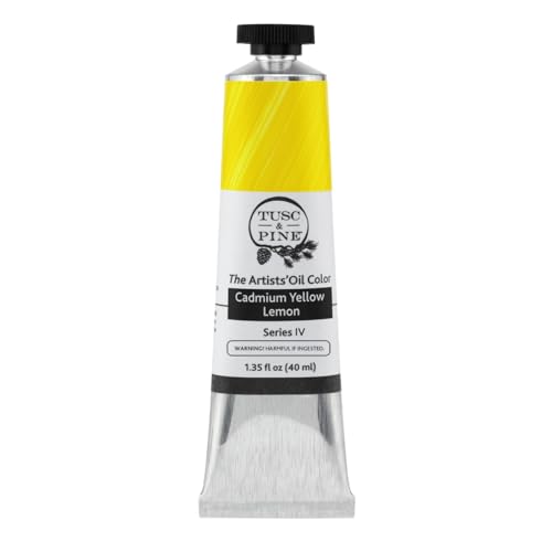 Tusc & Pine Artist Oil Paint - Cadmium Yellow Lemon, 40 ml, Non-Yellowing, Rich & Creamy Consistency, Maximum Pigment Load, Small Batch Milled Oil Paints Made in the USA - color: Cadmium Yellow Lemon, size: 1.35 Fl Oz (Pack of 1)