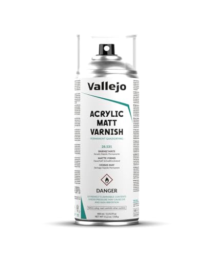 Vallejo - Acrylic Matt Varnish Spray | Long Lasting Protection | Scratch Resistant & Non-Yellowing | Exterior & Interior Surfaces | 400 ml (13.52 fl.oz.) - style: Acrylic Matt Varnish Spray 400 ml. (13.52 fl.oz.)