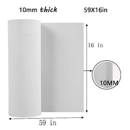 AMZQNART EVA Foam 10mm, Cosplay Foam Roll 16 x 59in (6.5sqft) White, Suitable for Large Foam Cosplay Modeling, DIY Projects, Crafts, Ultra High Density 90 kg/m3. - color: 16×59in White, size: 10mm-Thick