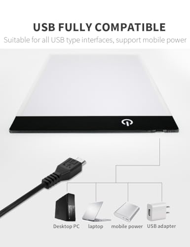 A5 LED Light Pad for Drawing & Tracing, Adjustable Brightness Light Board | Flicker-Free LED Light Box for Tracing, Perfect for Artists, Diamond Painting, Sketching & Everyday Creative Use - style: A5R