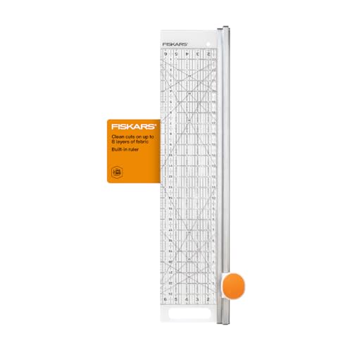 Fiskars Rotary Cutter and Ruler, Quilting Ruler, Rotary Cutter for Fabric, Built-In Measuring Grid & Spring-Action Blade, 24” x 6”, Gray/Clear - size: 24" x 6"