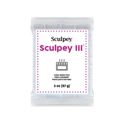 Sculpey III® Polymer Oven-Bake Clay, White Glitter, Non Toxic, 2 oz. bar, Great for Modeling, Sculpting, Holiday, DIY, Mixed Media and School Projects.Perfect for Kids & Beginners! - color: White Glitter