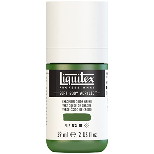 Liquitex Soft Body Acrylic Paint, 2-oz Bottle, Chromium Oxide Green | Low Viscosity, Highly Pigmented, Satin Finish, Retains Subtle Brush Strokes, Great Surface Coverage, Highly Versatile - color: Chromium Oxide Green, style: 2-oz Bottle