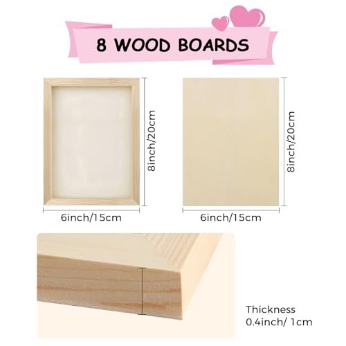 8 Pack 6x8 Inch Unfinished Square Wood Panels for DIY Painting Crafts | Blank Wood Canvas Frames for Oil Paint Pouring & Valentine Halloween Xmas Decor - size: 6"×8" 8 Pack
