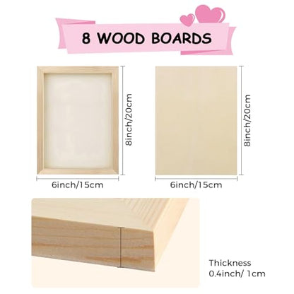 8 Pack 6x8 Inch Unfinished Square Wood Panels for DIY Painting Crafts | Blank Wood Canvas Frames for Oil Paint Pouring & Valentine Halloween Xmas Decor - size: 6"×8" 8 Pack