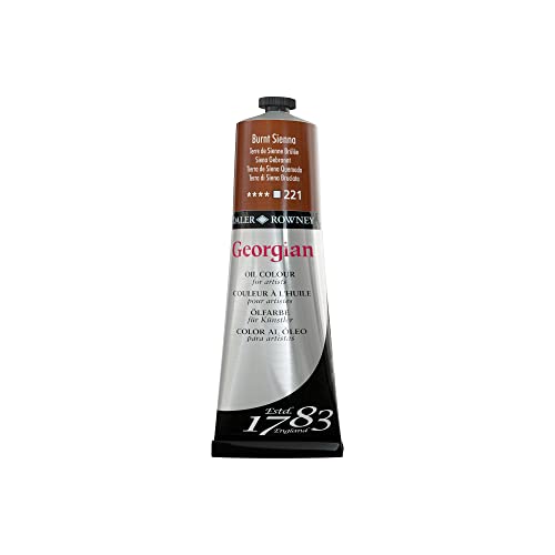 Daler Rowney Georgian Oil Paint Burnt Sienna 225ml Tube - Art Paints for Canvas Paper and More - Oil Painting Supplies for Artists and Students - Artist Oil Paint for Any Skill Set