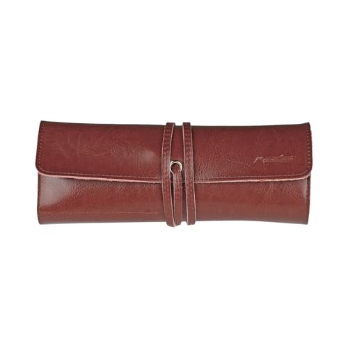 Mairtini Genuine Leather Brush Case for Painting Art Brush Holder & Storage Organizer with a vintage string closure soft cowhide Roll-Up Case Bag
